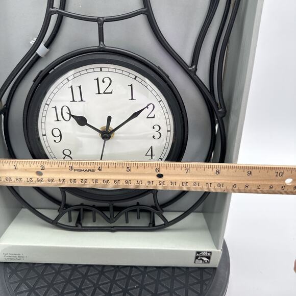 HomeTime Black Metal Wire Cat Clock Whimsical Desk or Wall Decor - Picture 4 of 4